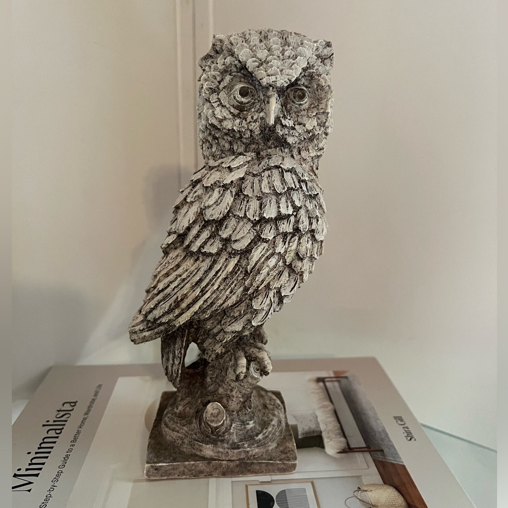 Vintage Stone Owl Sculpture